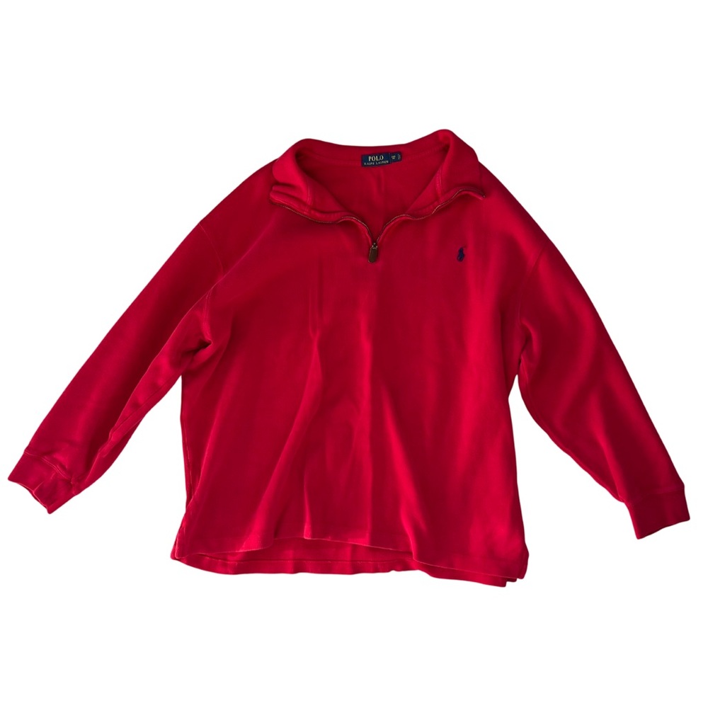 Polo Ralph Lauren Red Quarter Zip Long Sleeve Sweater